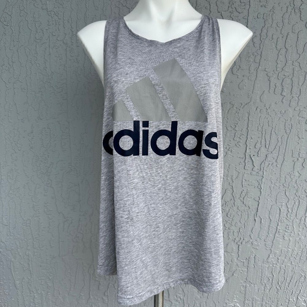 Adidas Logo Racerback Tee Gray M EUC